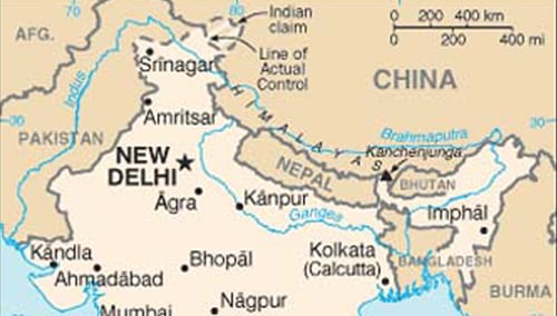 India map on website of U.S. State Department www.state.gov