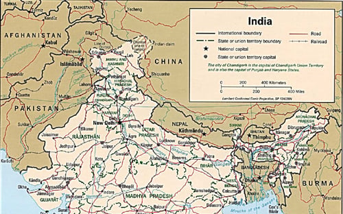 India map on www.kidskonnect.com