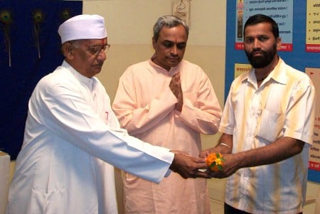 From Left : H.B.P. Bongale Maharaj; Pu. Dr. Charudatta Pingale; Mr. Sudhir Avsare