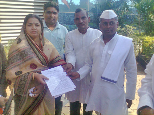 Representation submitted to Smt. Meeratai Renge Patil, MLA of Shiv Sena